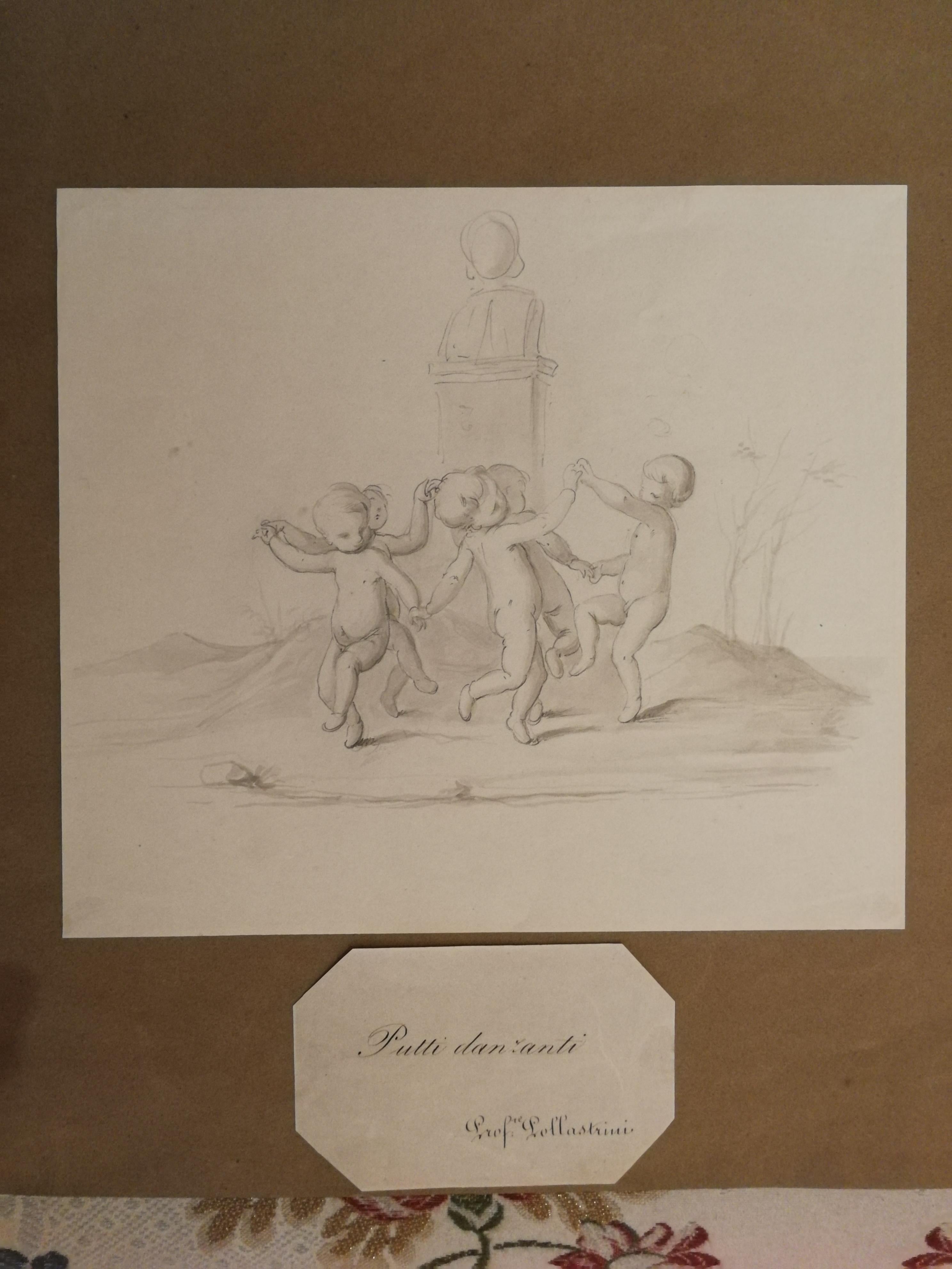 Enrico Pollastrini Nude - 19th century antique Tuscan mythological figurative drawing with putti