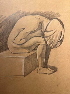 20th-century Italian figurative drawing of a live portrait on paper