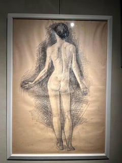 A 20th-century Italian figurative drawing of a male nude on paper