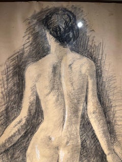 A 20th-century Italian figurative drawing of a male nude on paper