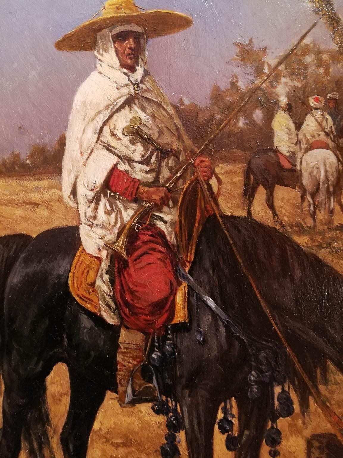 Giuseppe Gabani, North-African Horseman, second half 19 century, oil on wood 4