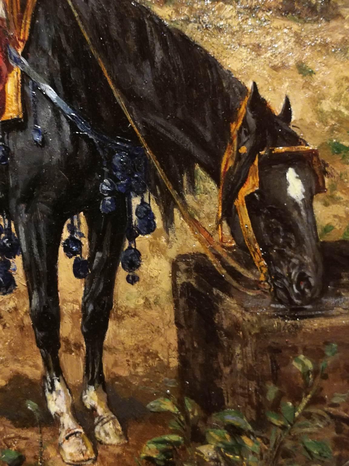 Giuseppe Gabani attended the Accademia of San Luca in Rome with Cesare Maccari and he graduated in the 1874 after spending lots of time in the Italian army.  Even if he had an atelier in Via Margutta and even if he participated in several