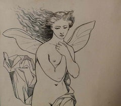 Giuseppe Calì, Psyche, end 19th-early 20th, ink on paper, signed