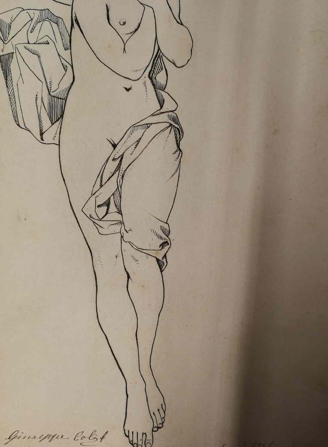 Giuseppe Calì, Psyche, end 19th-early 20th, ink on paper, signed 3