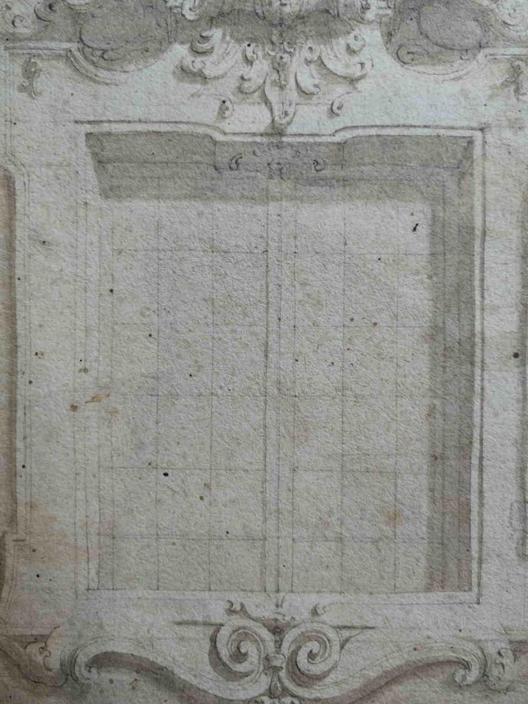 Lombardy Baroque Window Study Drawing 18 century pencil paper - Gray Landscape Art by Unknown
