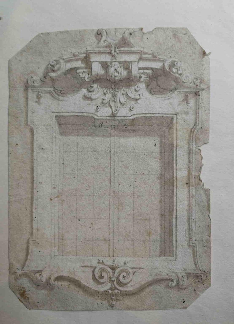 Lombardy Baroque Window Study Drawing 18 century pencil paper - Art by Unknown