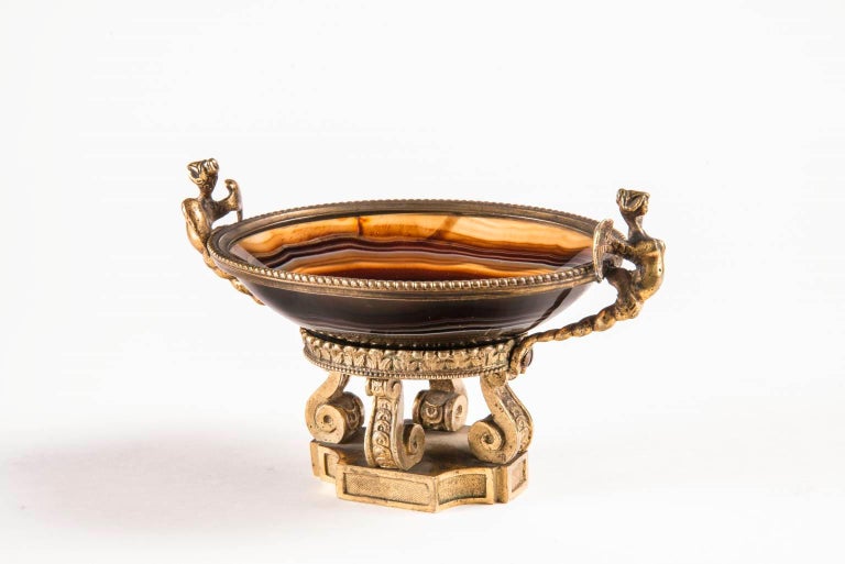 Neoclassical Imperial Gilded Bronze Carnelian Salt cellar 19 century  - Art by Unknown