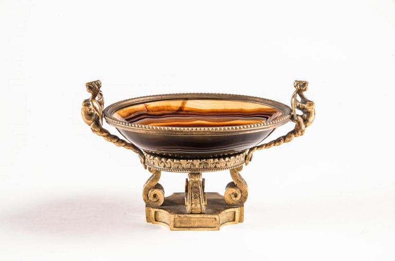 Neoclassical Imperial Gilded Bronze Carnelian Salt cellar 19 century  - Other Art Style Art by Unknown
