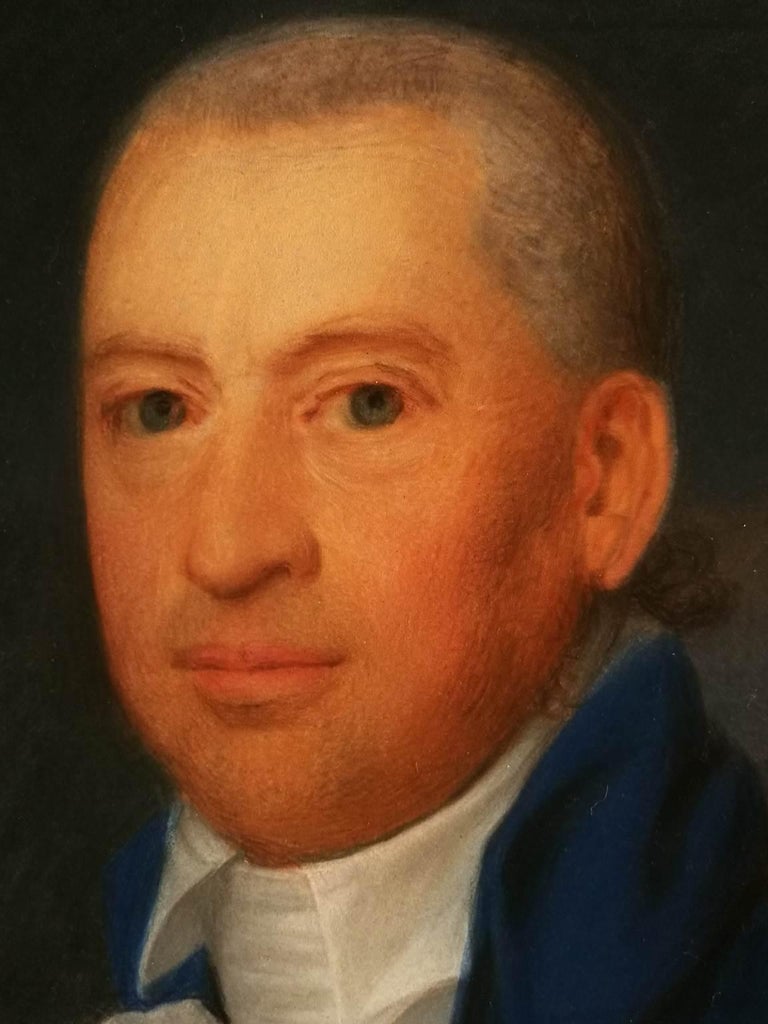 Attributed J S Copley Two Nobles Portrait Paintings 18 century pastel parchment For Sale 1