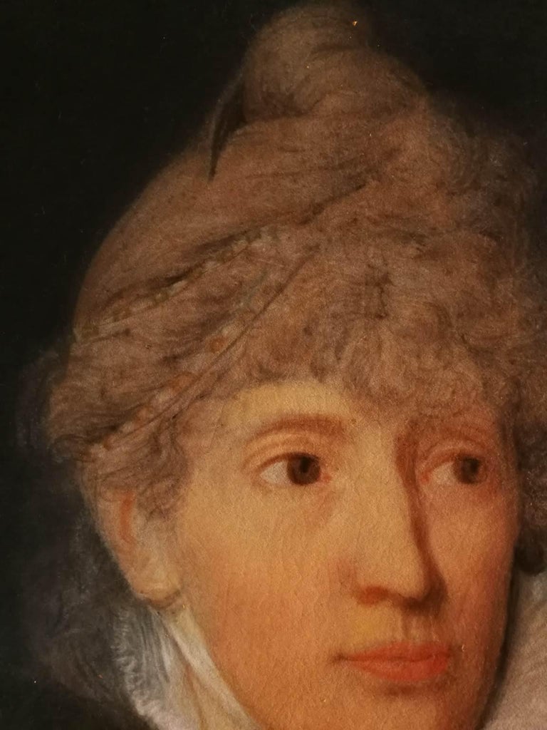 Attributed J S Copley Two Nobles Portrait Paintings 18 century pastel parchment For Sale 12