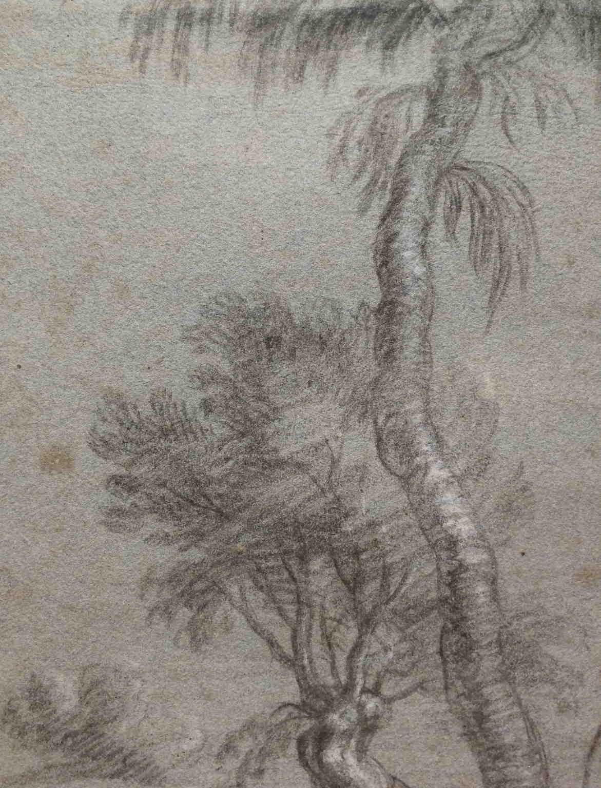 Attributed G Dughet Landscape Drawing 17 century pencil white lead paper - Other Art Style Art by Gaspar Dughet