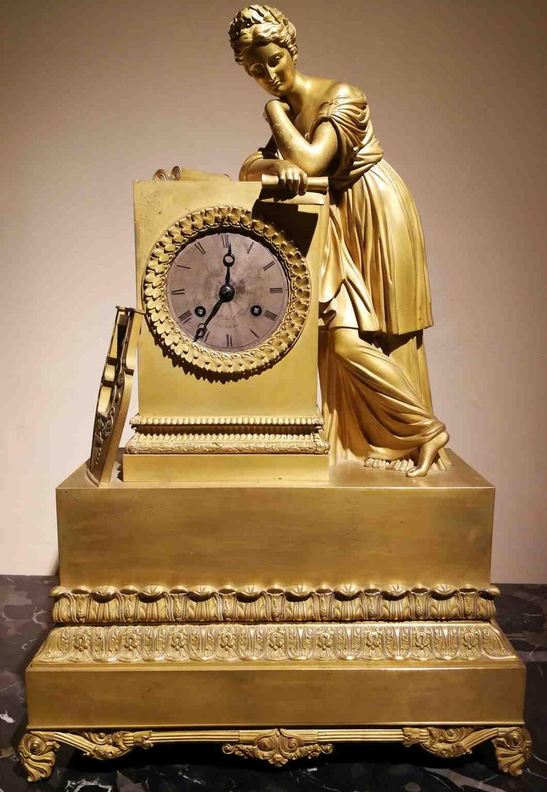 Honoré Pons et de Renard Gilded Bronze Mantel Clock 1827 For Sale 1