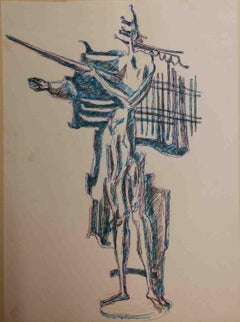 Signed R A Salimbeni Abstract Ink Drawing 1960s