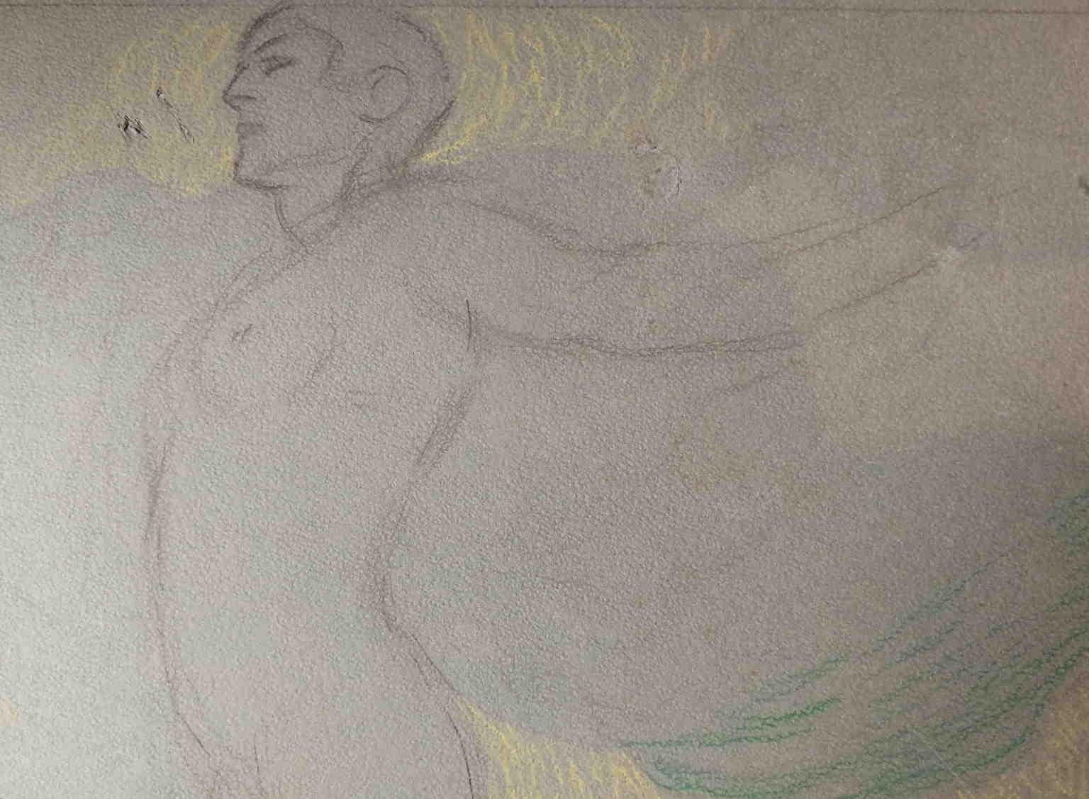 Attributed M Dudovich Allegorical Nude Figurative Coloured Drawing 1930s