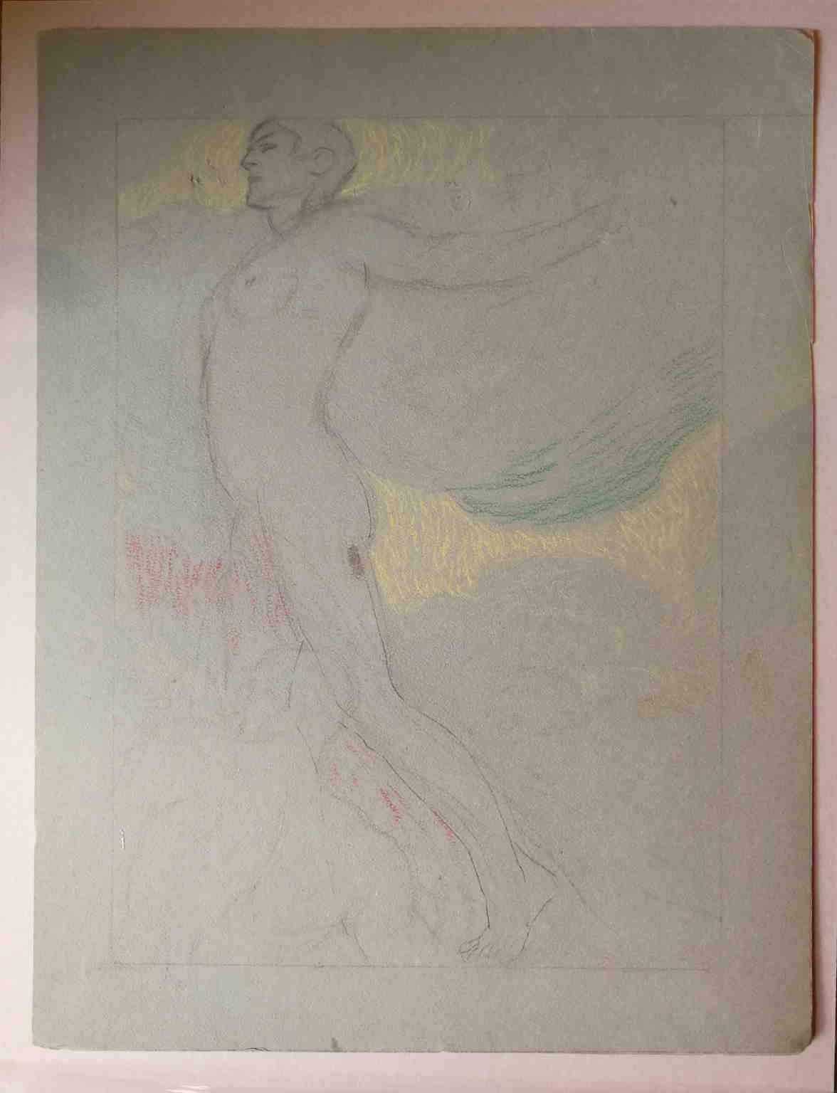 Attributed M Dudovich Allegorical Nude Figurative Coloured Drawing 1930s For Sale 4