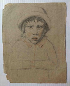 English Drawing Portrait of a boy 19 century pencils paper