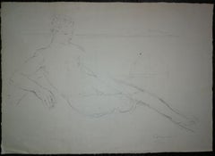 Firmato Colacicchi Disegno di nudo maschile Metà del XX secolo matita su carta