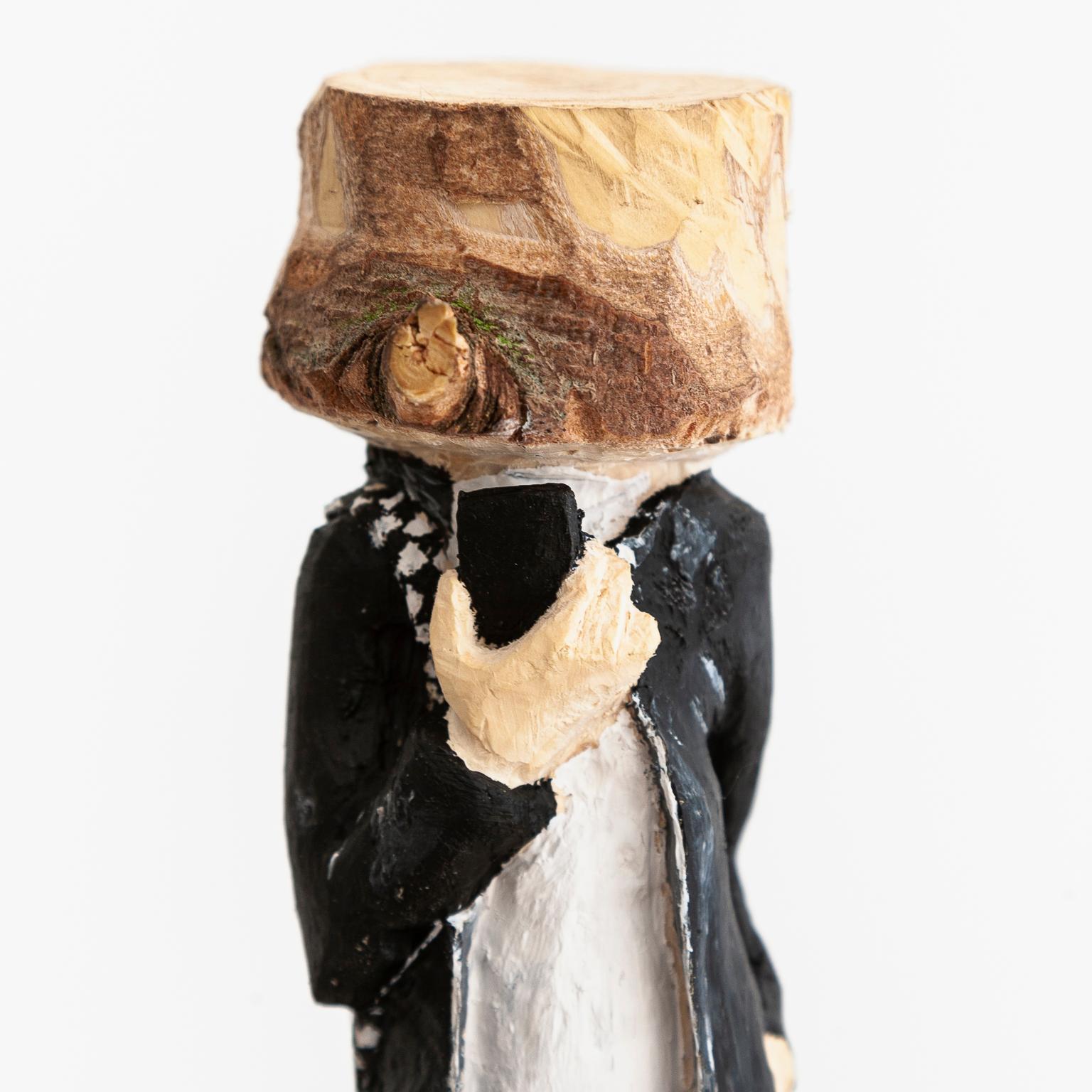 Current works from the series „shaped“:
Hand-carved wooden figures - made of spruce, finished with acrylic and/or  wood stain. 

