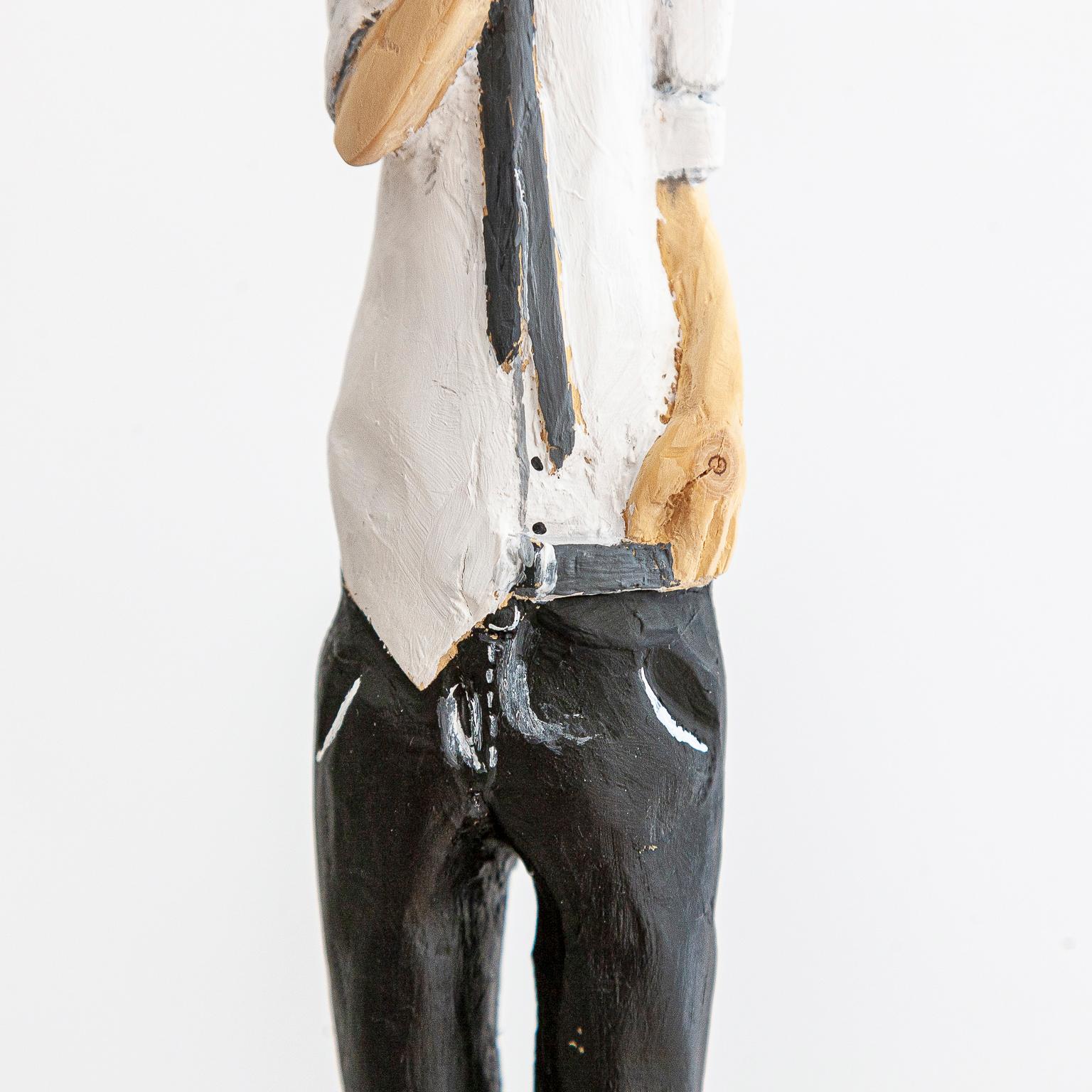 Current works from the series „shaped“:
Hand-carved wooden figures - made of spruce, finished with acrylic and/or  wood stain. 
