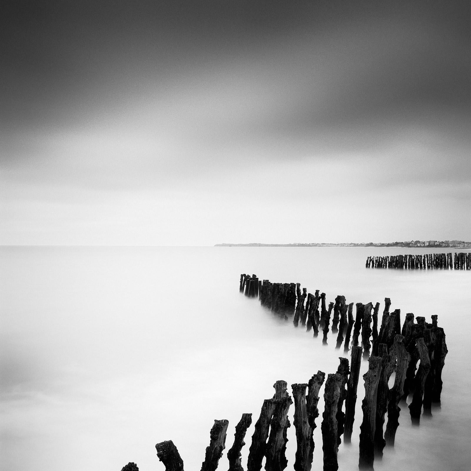 Sea Breakers, France, minimalist black and white photography, landscape, prints