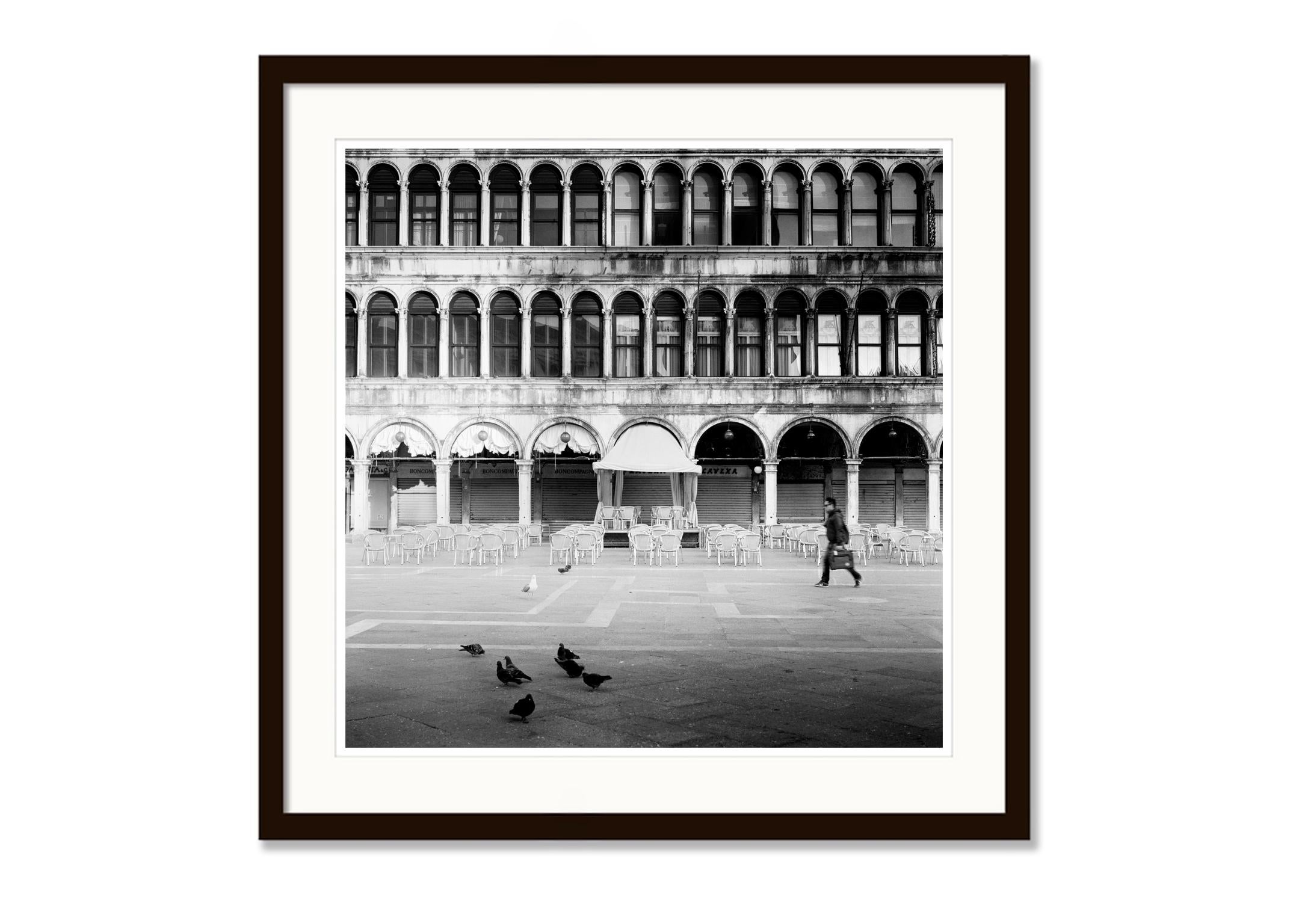 Caffe Florian, Venice - Black and White fine art cityscape film photography - Contemporary Photograph by Gerald Berghammer