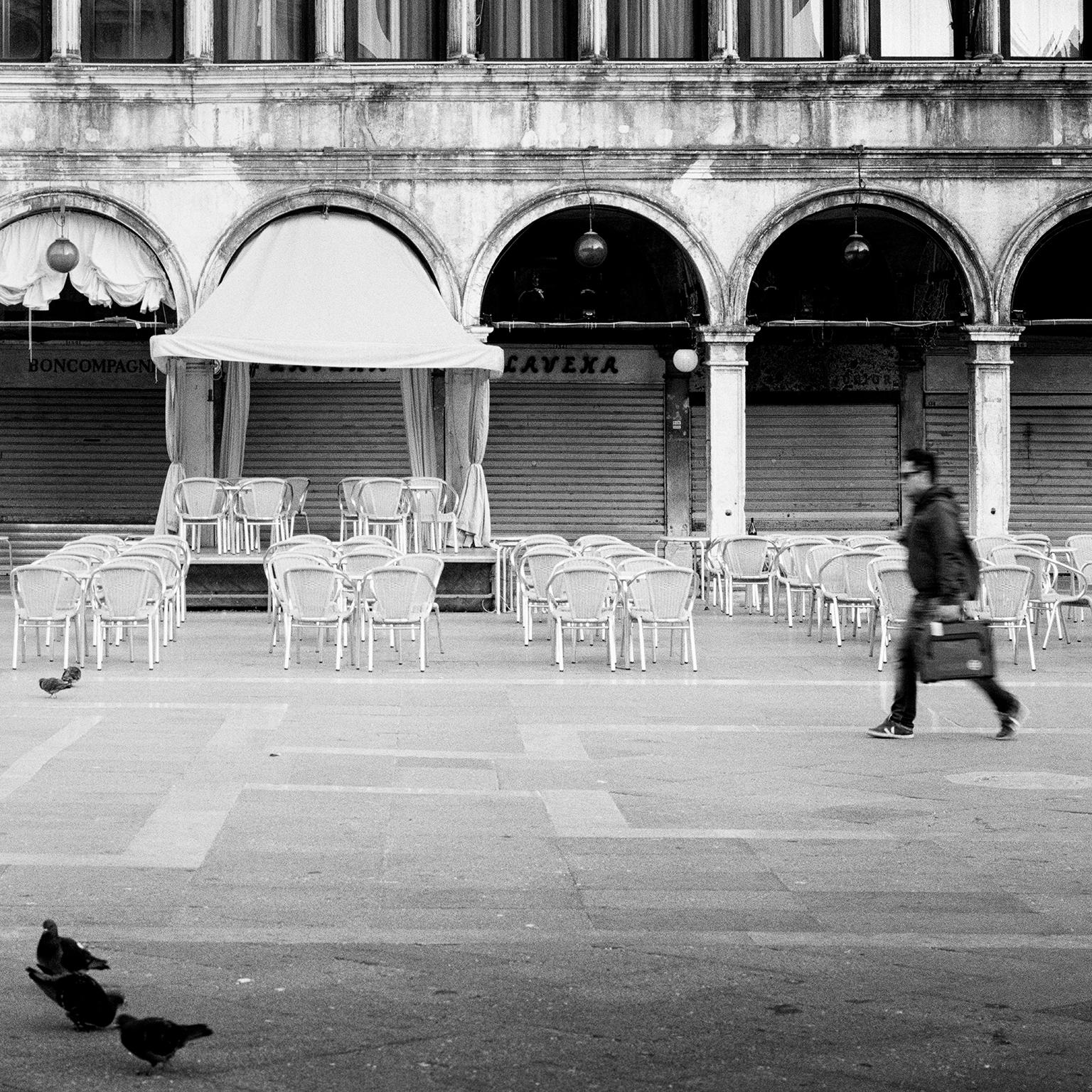 Caffe Florian, Venice, contemporary black and white photography, landscape - Photograph by Gerald Berghammer