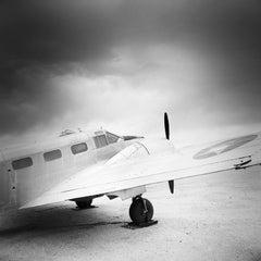 Airplane, Beechcraft AT-7 Navigator, USA, black and white photography landscape