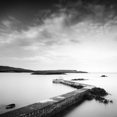 Pier, Bay, Ireland, long exposure black and white art photography, landscape