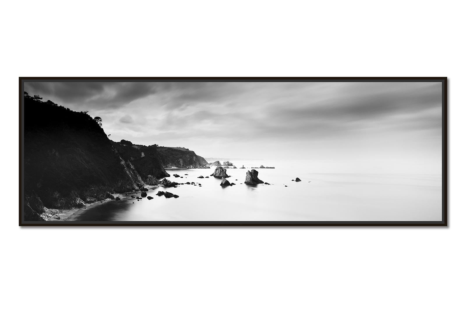 Stormy Coast Panorama, Spain, contemporary black and white photography landscape - Photograph by Gerald Berghammer