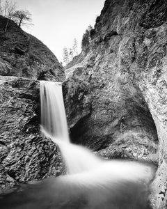 Mountain Stream, Waterfall, Austria, black and white photography, art landscape
