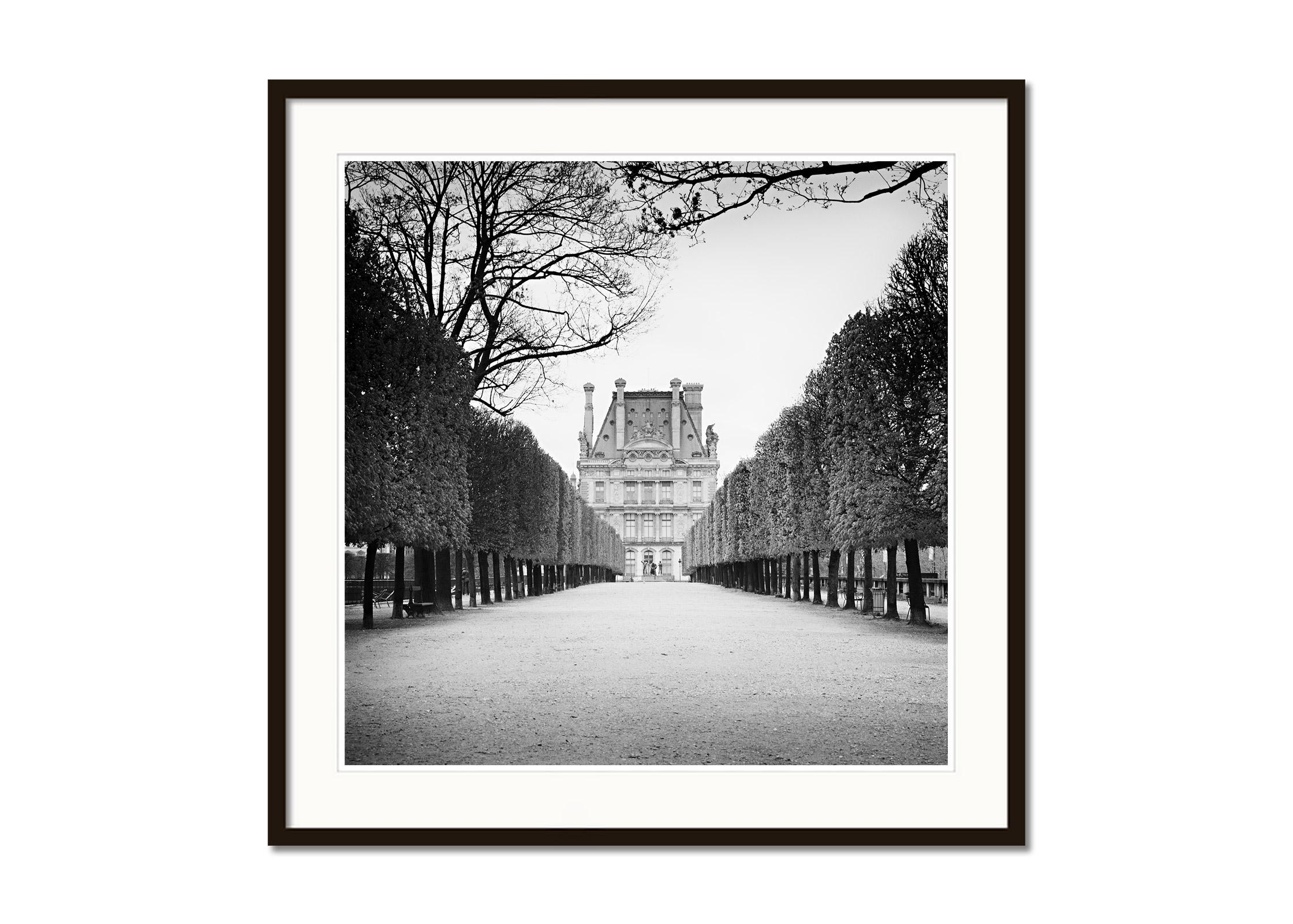 Pavillon de Flore, Paris, France, black and white fineart cityscape photography  - Gray Black and White Photograph by Gerald Berghammer