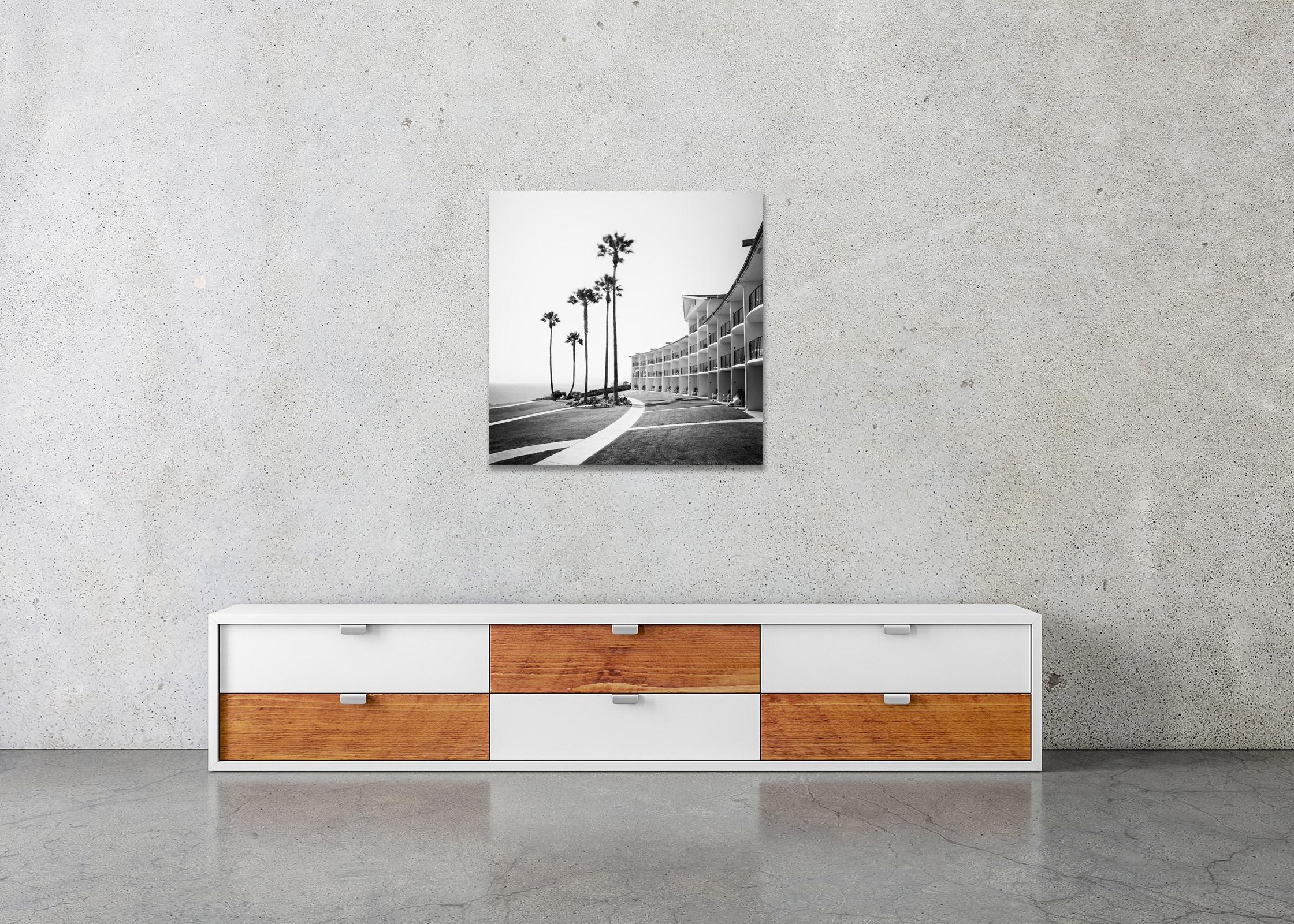 Palms Motel, Santa Barbara, USA, black and white photography, fine art landscape For Sale 1