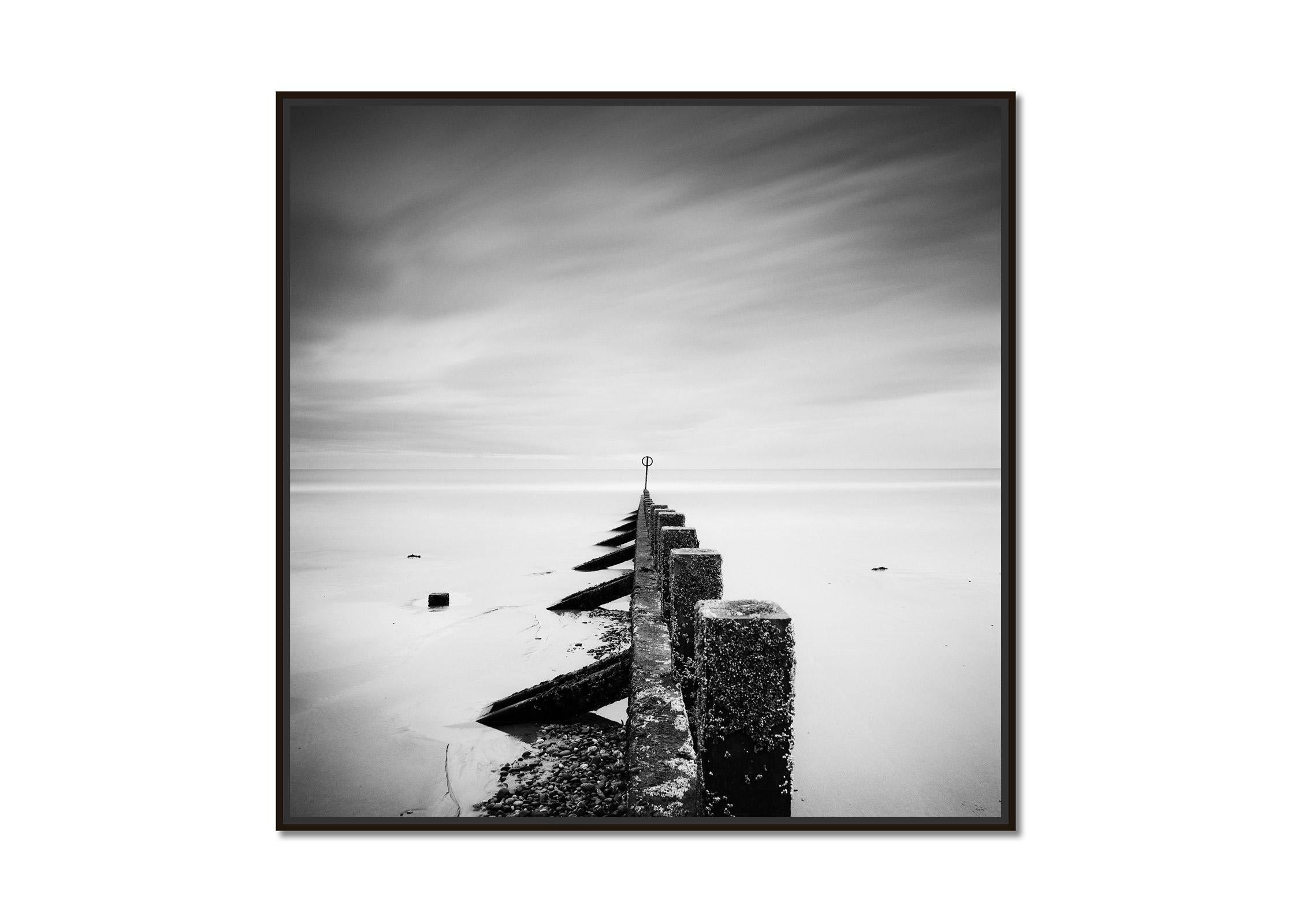 Pointing the Way, Scotland, Groyne, black and white photography, landscape, art - Photograph by Gerald Berghammer