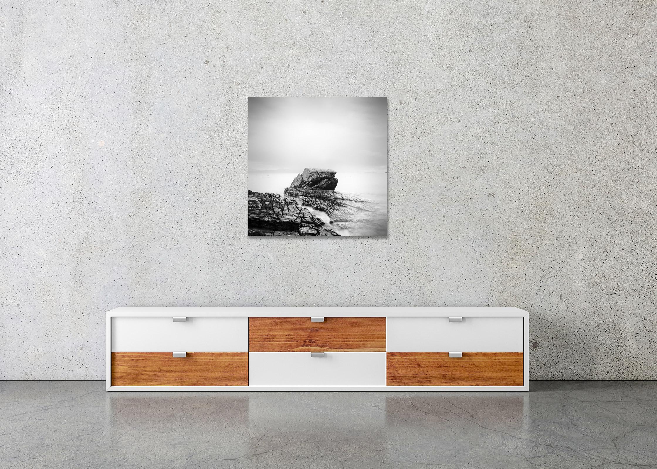 Fissured Rock, scottish Coast, Isle of Sky, minimalist black and white landscape For Sale 2