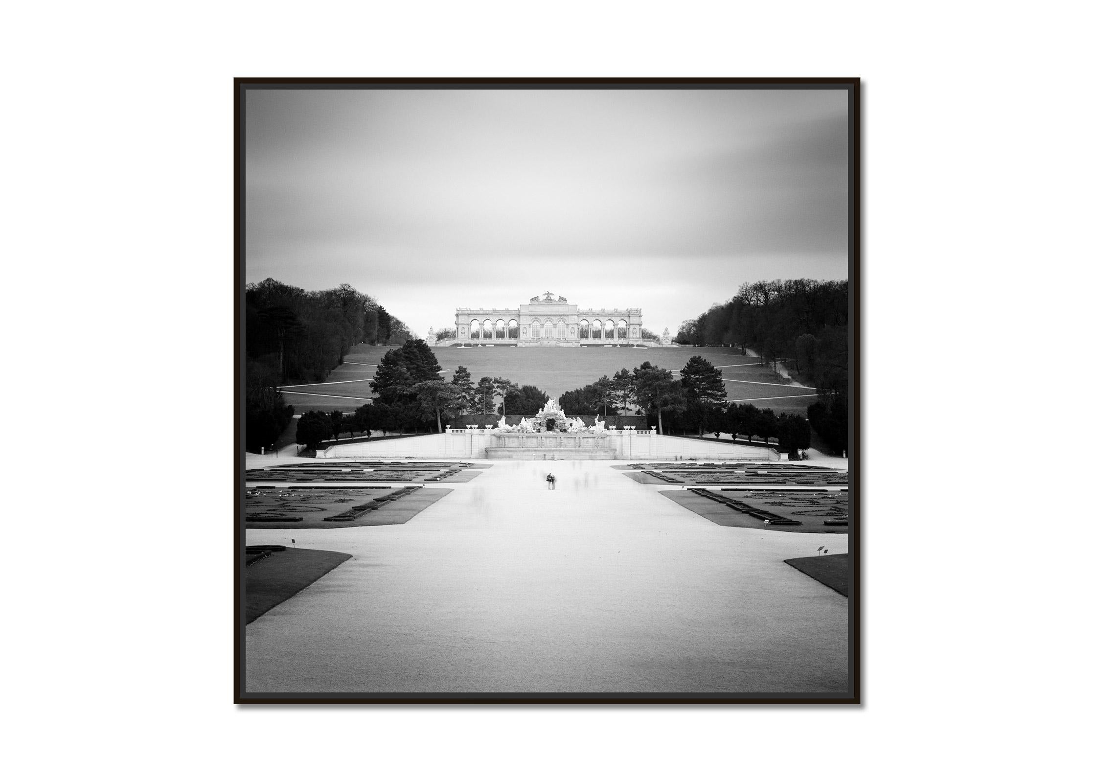 Gloriette, Vienna, Schloss Schoenbrunn, black and white cityscape photo print - Photograph by Gerald Berghammer