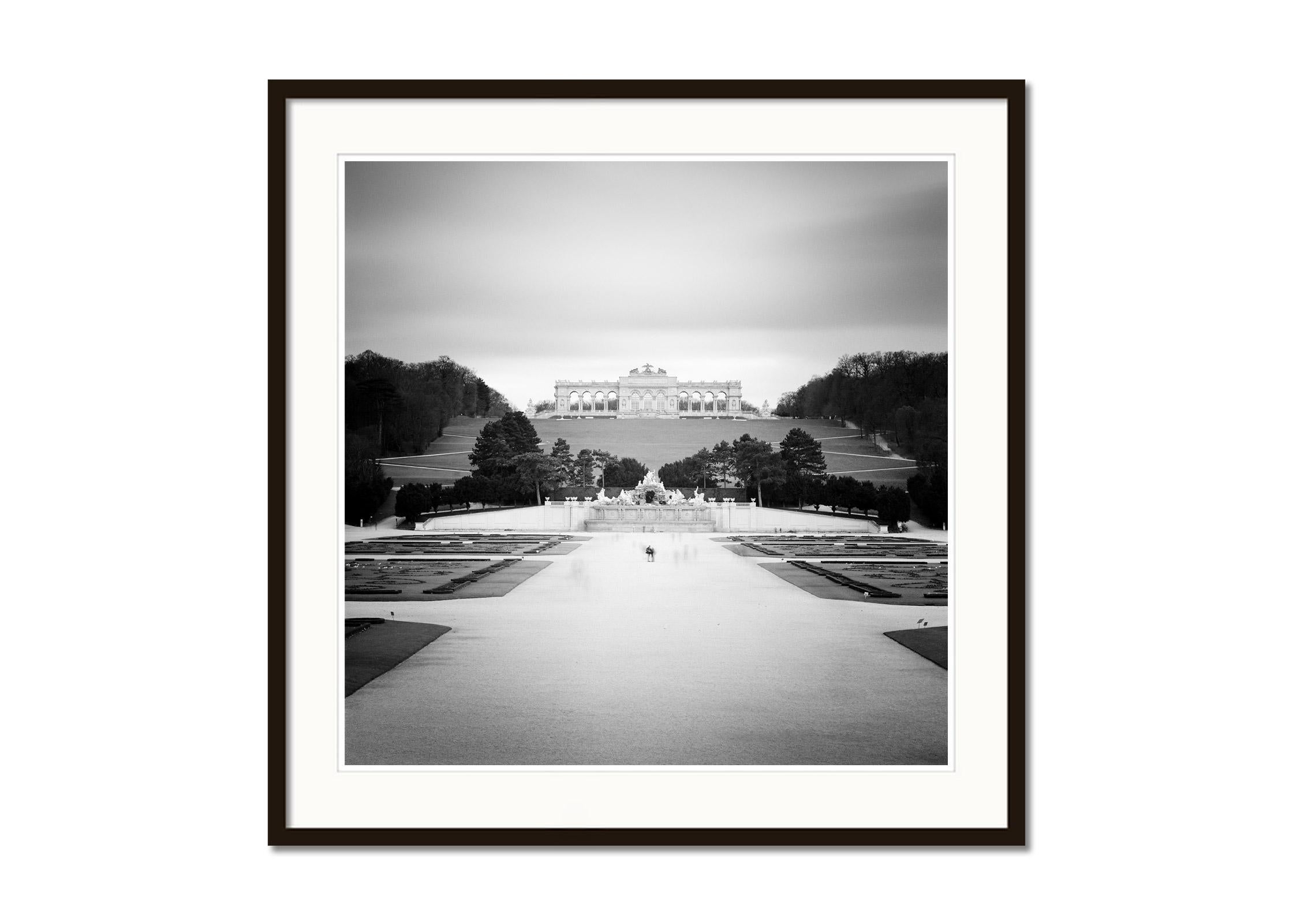 Gloriette, Vienna, Schloss Schoenbrunn, black and white cityscape photo print - Contemporary Photograph by Gerald Berghammer