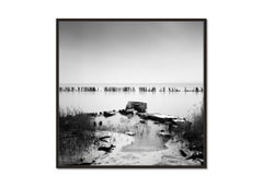 Behind the Fence, monochrome, black and white, seascape, limited edition print