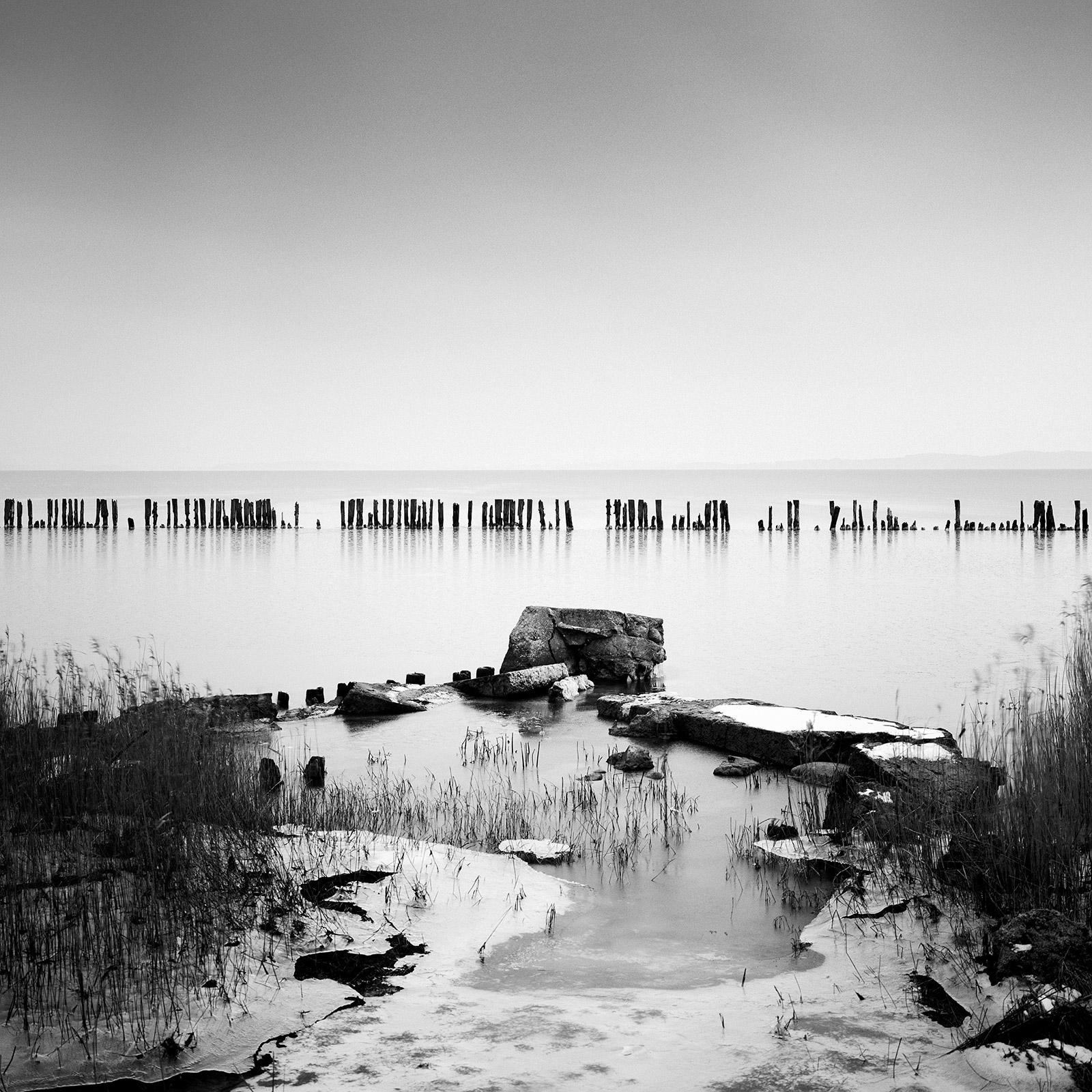 Gerald Berghammer Black and White Photograph - Behind the Fence, Island Rügen, Germany, black and white photography, landscape