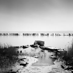 Behind the Fence, monochrome, black and white, seascape, limited edition print