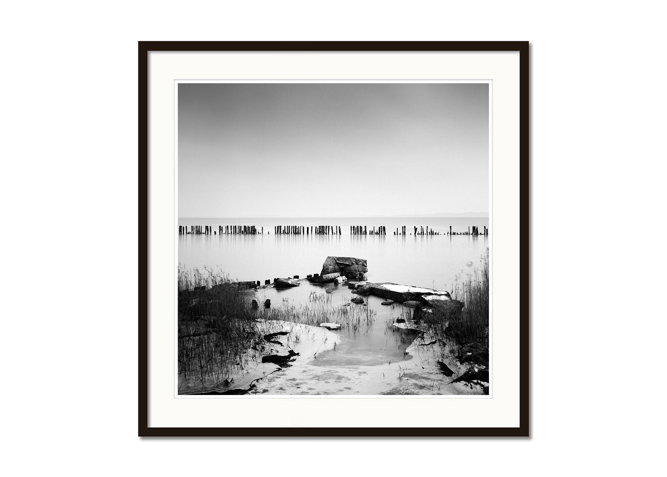 Behind the Fence, Island Rügen, Germany, black and white photography, landscape - Jugendstil Photograph by Gerald Berghammer