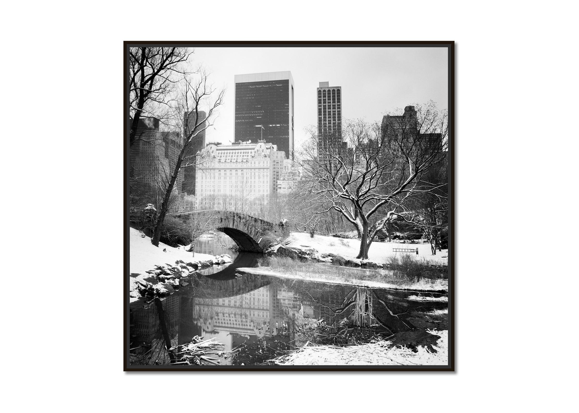 Snow covered Central Park, New York City, black and white photography landscapes - Photograph by Gerald Berghammer