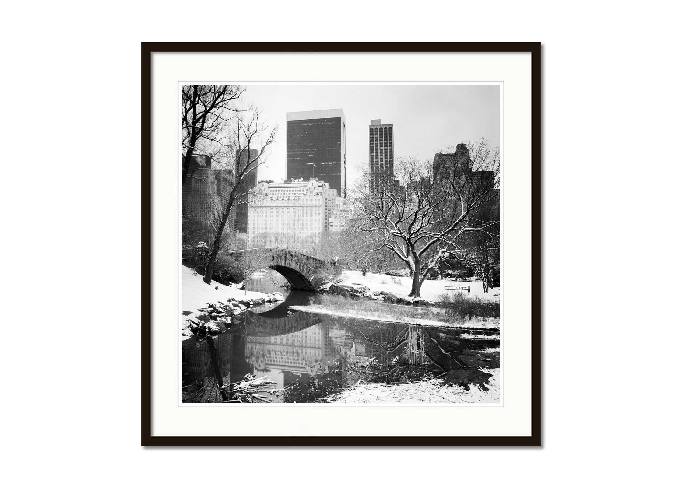 Snow covered Central Park, New York City, black and white photography landscapes - Gray Landscape Photograph by Gerald Berghammer