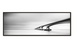 Bridge Panorama, Zeeland, Netherlands, black and white art landscape photography