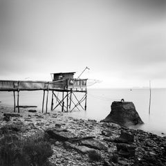 Stilt House, Fishing, shell fish, France, black and white photography landscape