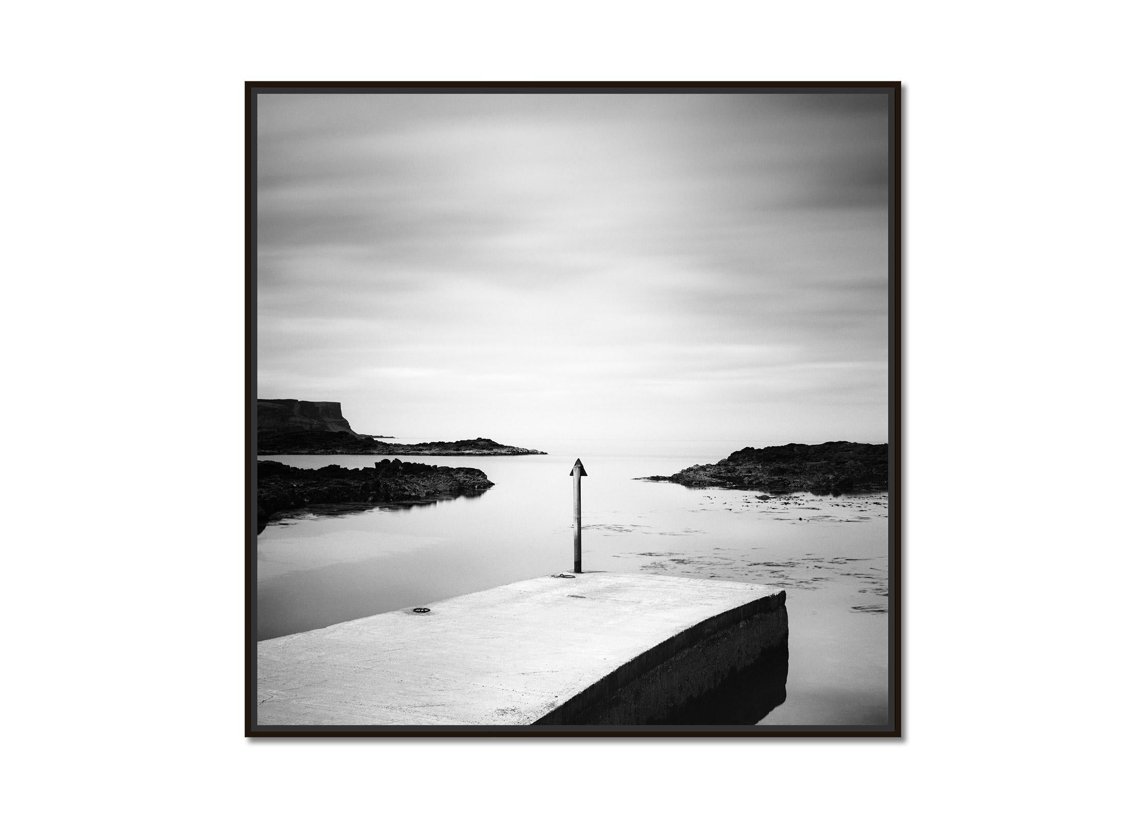 Pier, Irish Coast, Ireland, long exposure black and white landscape photography - Photograph by Gerald Berghammer