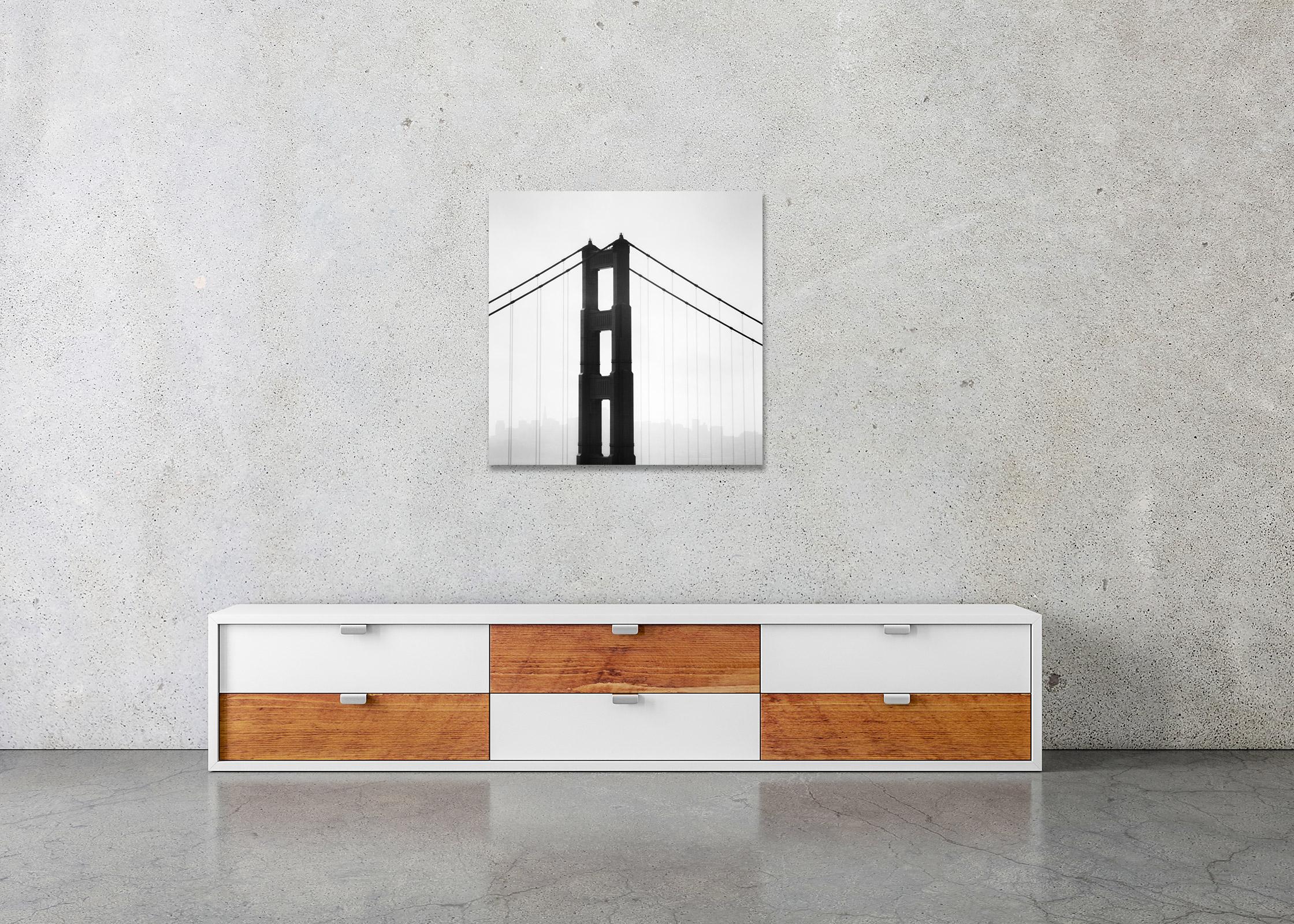 Golden Gate Bridge, San Francisco, USA, minimalist black and white landscape For Sale 1