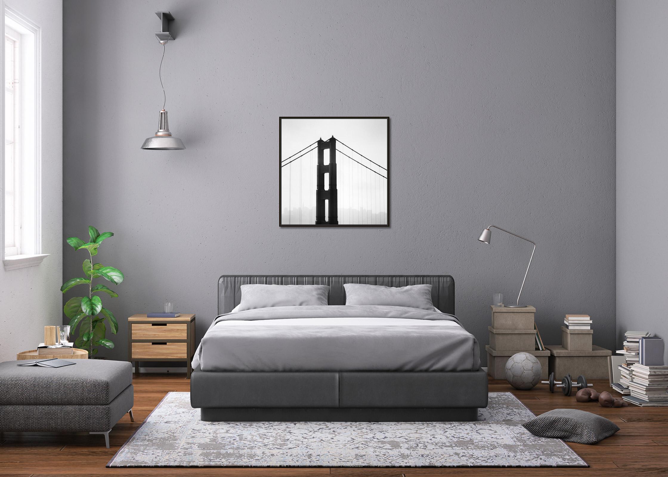 Golden Gate Bridge, San Francisco, USA, minimalistische schwarz-weiße Landschaft im Angebot 1