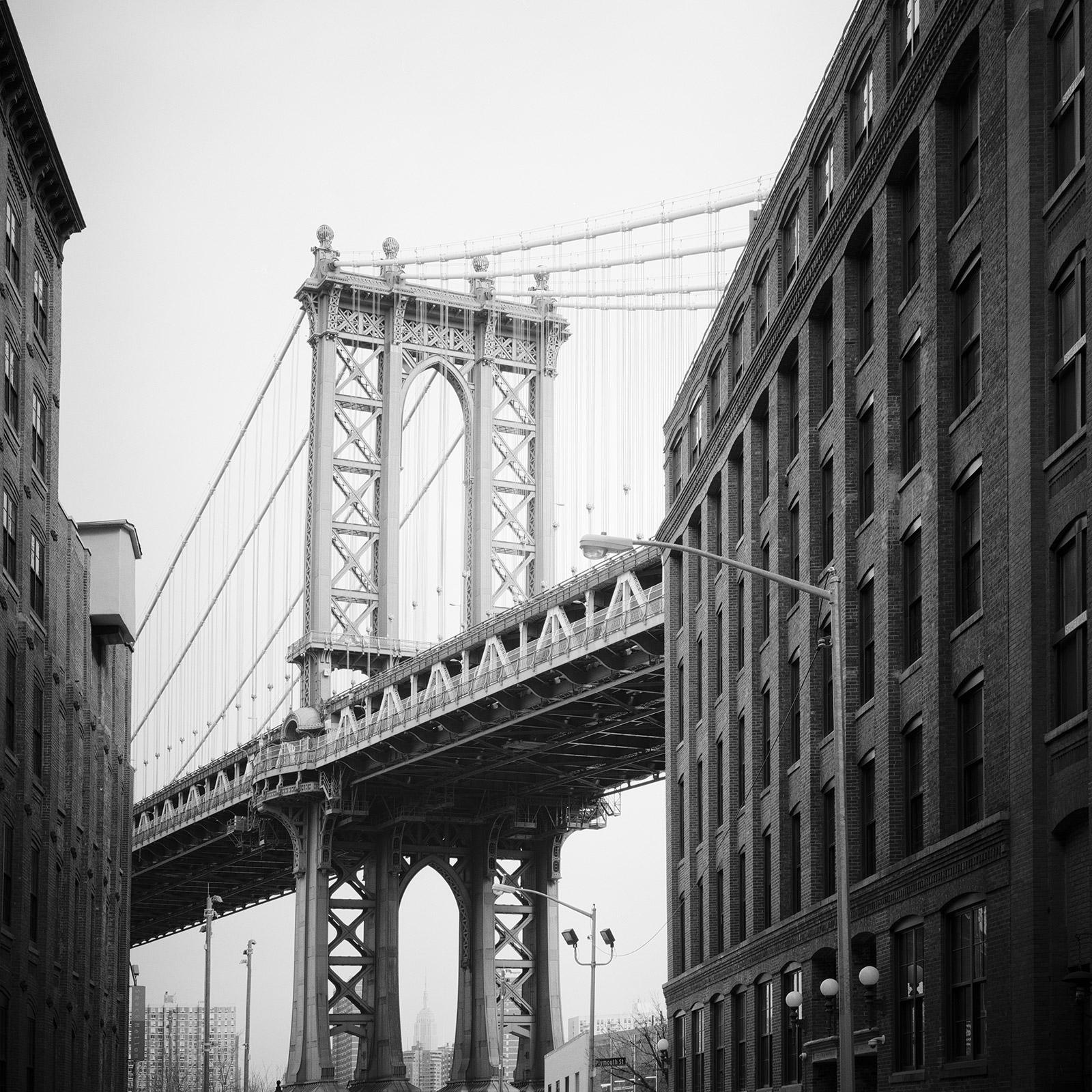 Brooklyn Bridge, New York City, Architektur, zeitgenössisches Schwarz-Weiß-Foto