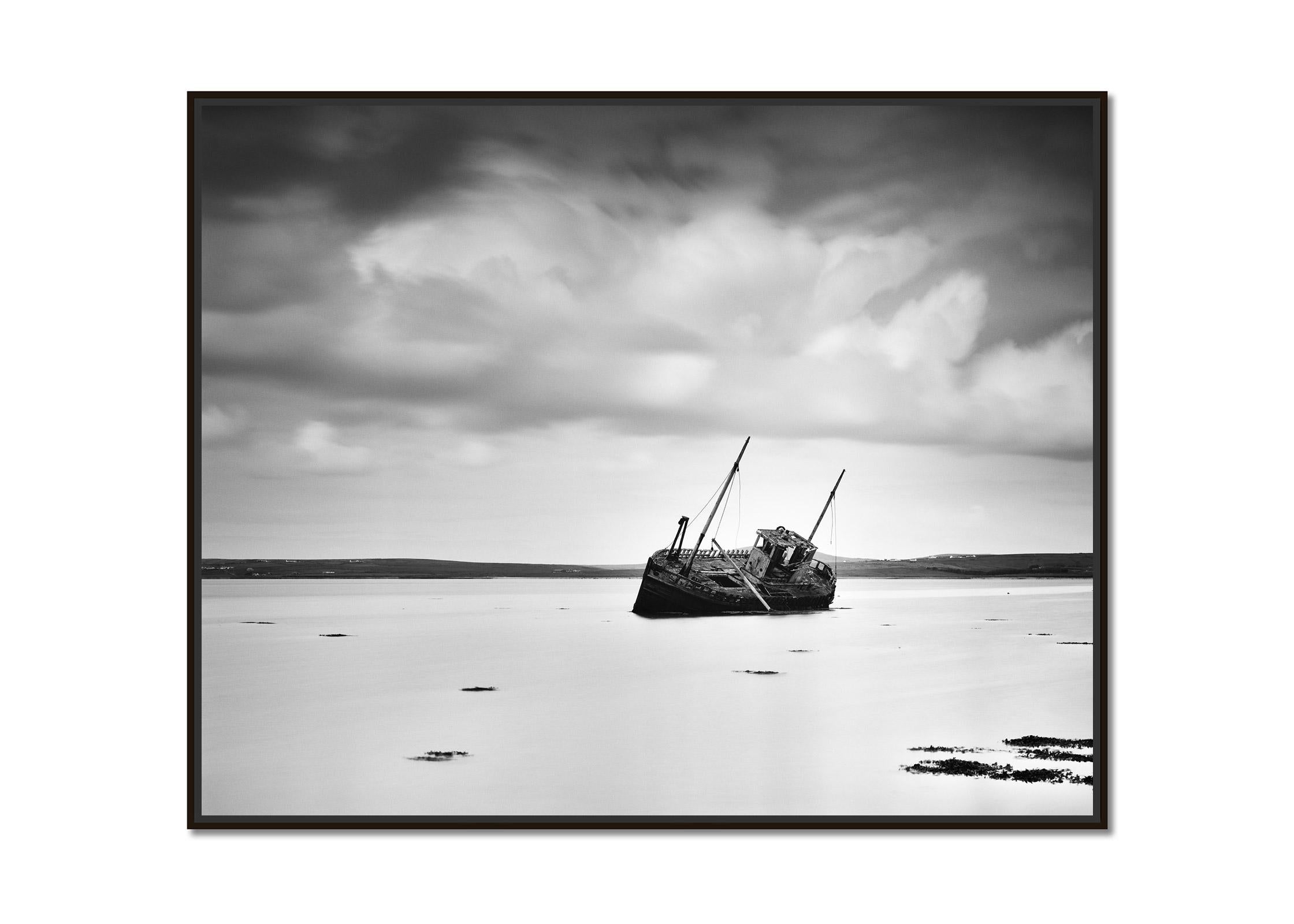 Stranded, Ireland, long exposure black and white fine art landscape photography - Photograph by Gerald Berghammer