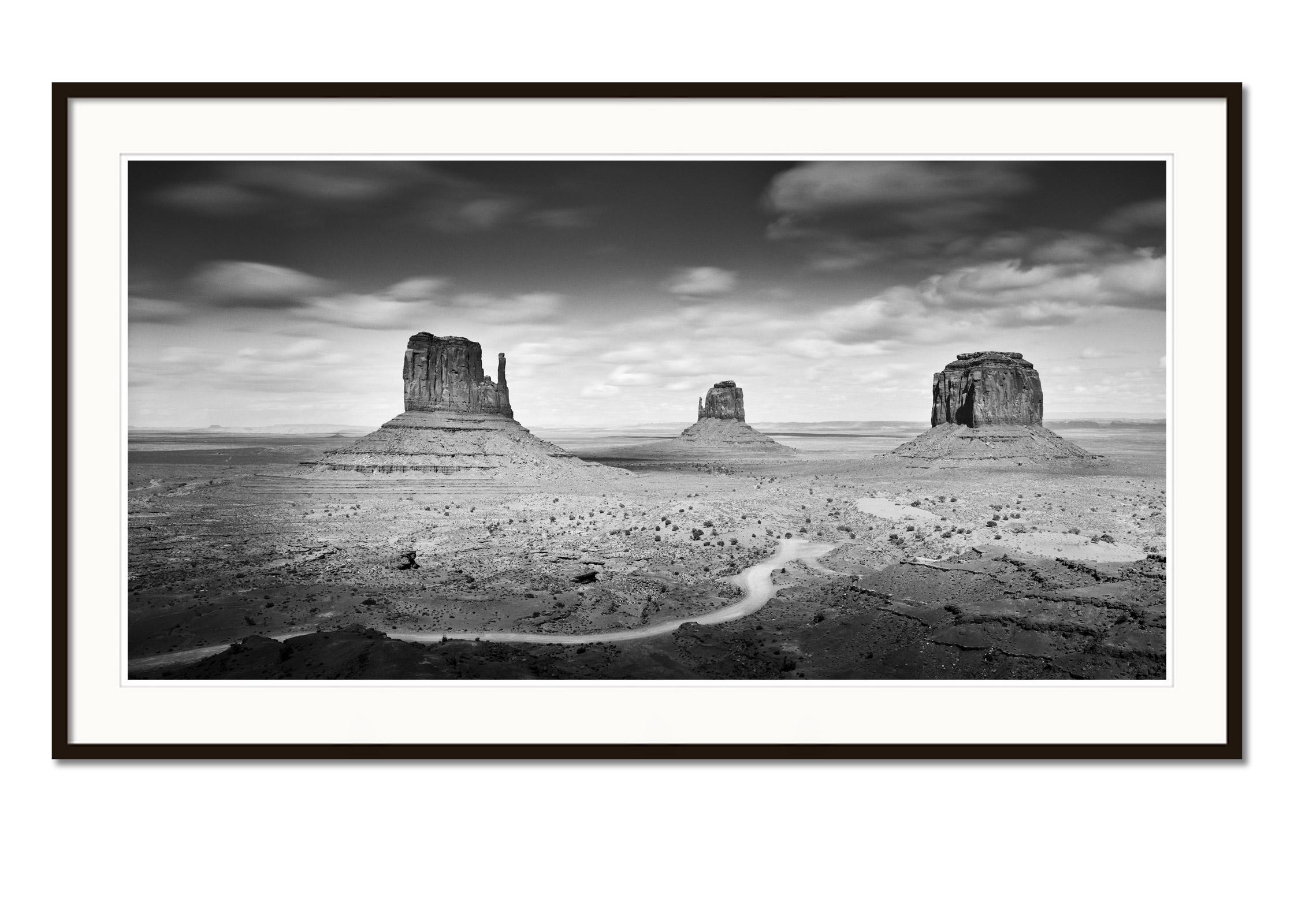 Monument Valley USA, contemporay black and white fine art photography landscapes - Gray Black and White Photograph by Gerald Berghammer